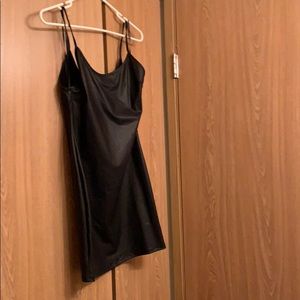 Faux leather mini dress